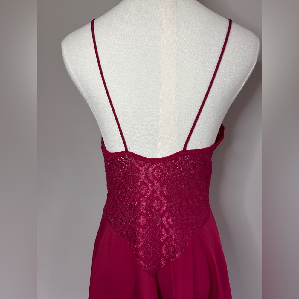 VINTAGE VAL MODE 90s Romantic Lace Basque Waist Red Slip Dress Valentines Size S - Picture 11 of 15